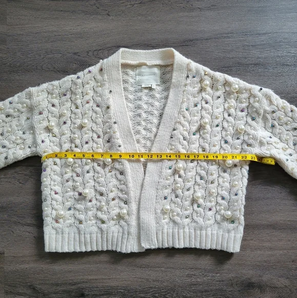 by Anthropologie Ivory Kimono in Things Party Pearl Cardigan One Size - Picture 14 of 16